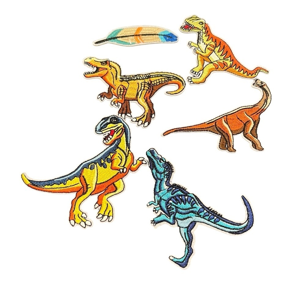 Dinosaur patch lot of 5 patches + a feather new